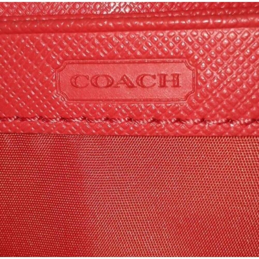 Coach Peyton Signature Accordion Zip Wallet Red & Tan W/Dust Bag GUC - Picture 10 of 14